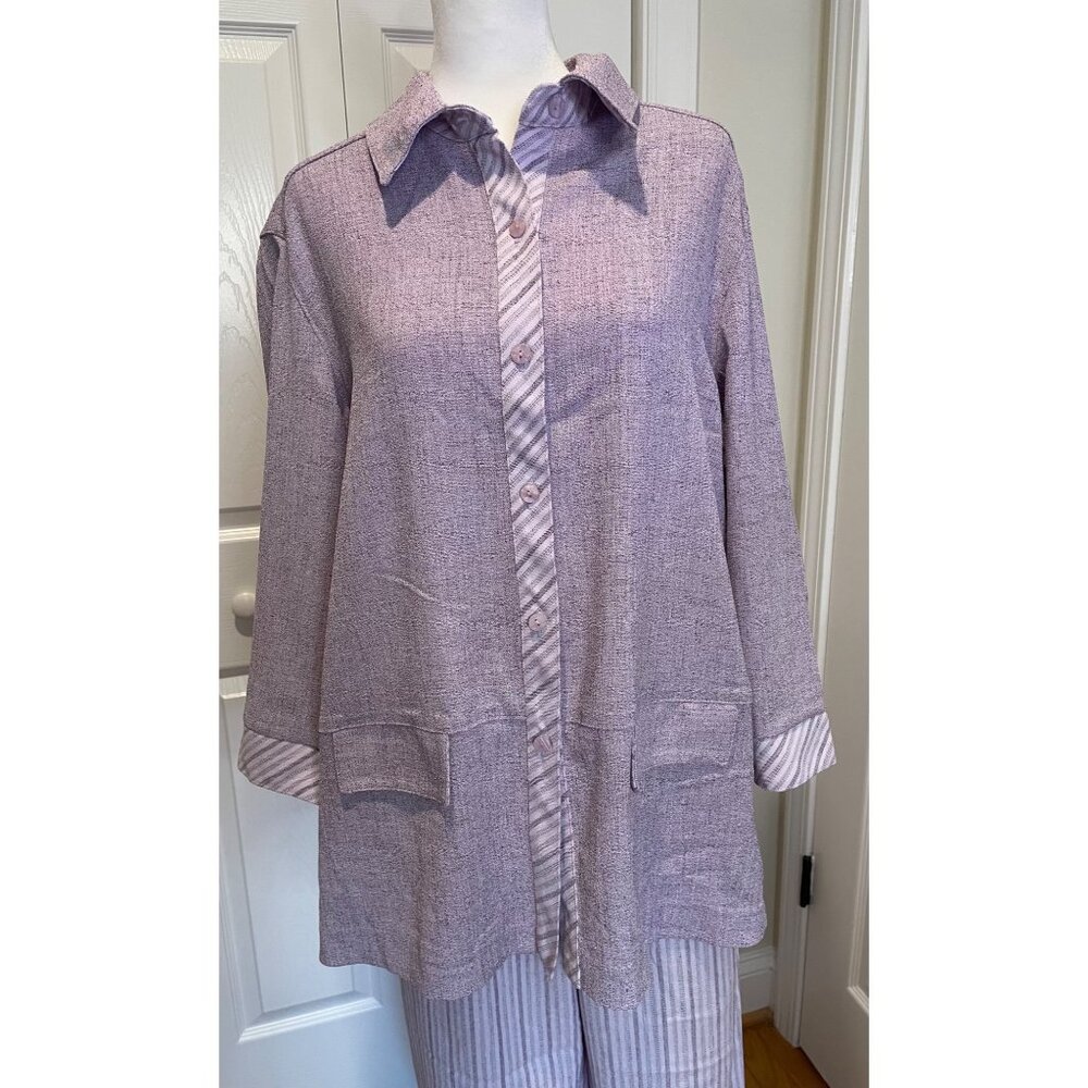 Drapers & Damons Womens Button‎ Up Purple Top Size L Retro Relaxed Boho Hippie